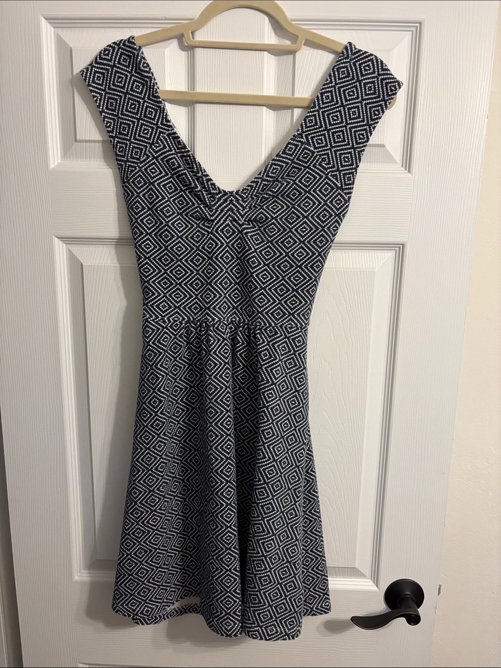 Anthropologie Black & White Geometric V-Neck Mini Dress